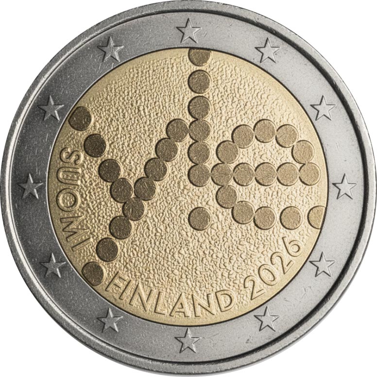 Финляндия 2 евро 2026 г. 100 летие финского радиовещания.