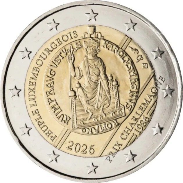 Люксембург 2 евро 2026 г. 40 летие вручения премии Карла Великого